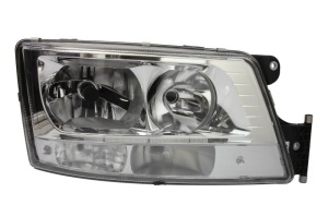 Far dreapta (D1R/H21W/H7/LED/PY21W, electric, cu motor, culoare insert: crom platinat, culoare semnalizator: alb) potrivit MAN TGX I 06.06-09.21 - Img 1