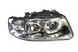 Far dreapta potrivit AUDI A3 2000-2003 - (H1/H7, reglaj electric, manual, fundal cromat)