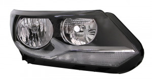 Far dreapta potrivit VW TIGUAN 2007-2018 - (H15/H7, reglaj electric, fundal cromat, fundal transparent)
