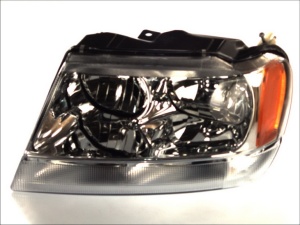 Far Stanga (HB3/HB4, electric, fara motoras, culoare insert: cromat, culoare semnalizator: galben) potrivit JEEP CHEROKEE, GRAND CHEROKEE II