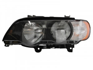 Far stanga potrivit BMW X5 (E53) - (H7/HB3, electric, cu motoras, fundal negru)