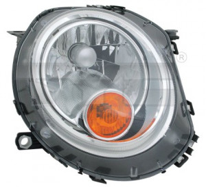 Far stanga potrivit MINI (R56), (R57), (R58), (R59), CLUBMAN (R55), CLUBVAN (R55) - (H4, electric, cu motoras, fundal cromat)