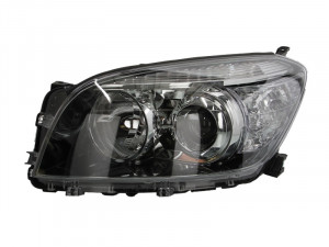Far stanga potrivit TOYOTA RAV 4 III - (H11/HB3, electric, cu motoras, fundal negru)