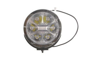 Far universal stanga/dreapta (faza lunga, LED, 12/24V, 3; 27W, diametru 220mm, alb, aluminiu, negru, lumini pozitie, lungime cablu: 500mm) - Img 1