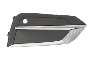 Grila ventilatie bara fata dreapta potrivit VOLVO XC60 II dupa 2017 - (cu dungă acoperită cu crom, cu orificii senzor parcare, plastic, negru/crom)