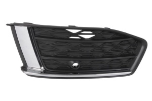 Grila ventilatie bara fata stanga potrivit AUDI A6 C8 dupa 2018 - (inferior, cu orificii senzor parcare, plastic, negru)