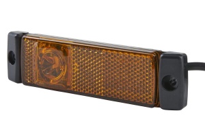 Lumina delimitare stanga/dreapta, galben, LED, inaltime 16mm; latime 130mm; adancime 32mm, surub/fixare orizontala, lungime cablu 300mm, fara prindere, 24V (conector: EASYCONN, IP6K9K) - Img 1