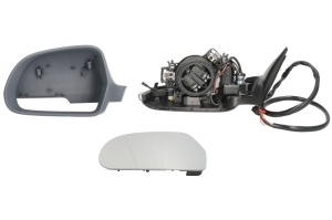 Oglinda stanga electric, cu memorie, asferic, cu încălzire, grund, pliabil electric, cu semnalizator potrivit SKODA OCTAVIA II 2008-2013