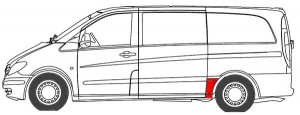 Panou reparatie Stanga Spate potrivit MERCEDES VITO / VIANO W639 2003-2010 - (Partea frontala; model scurt) - Img 2