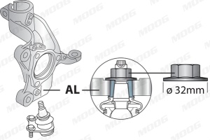 Pivot axa Stanga (inferior fata) (diametru con 21,3mm) potrivit AUDI A3, Q2, Q3; CUPRA ATECA, FORMENTOR, LEON, LEON SPORTSTOURER; SEAT ALHAMBRA, ATECA, LEON, LEON SC 1.0-3.6 05.03- - Img 4