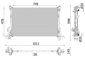 Radiator racire motor potrivit RENAULT TRAFIC III 2.0D 06.19- - Img 1
