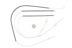 Set reparat macara geam fata stanga potrivit RENAULT CLIO III, GRAND SCENIC II, MEGANE II, MODUS 2003-2012 - (cabluri, electric)