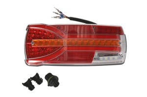 Stop spate stanga CARMEN (LED, 12/24V, cu intermitent, cu far ceață, lumina de marșarier, cu stop, lumină de parcare, cu iluminare placuta, reflector, conector: EURO AMP 7PIN, rosu ) - Img 1