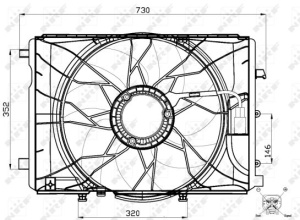 Ventilator radiator (cu carcasa) potrivit MERCEDES A (W176), B SPORTS TOURER (W246, W242), C (C204), C T-MODEL (S204), C (W204), CLA (C117), CLA SHOOTING BRAKE (X117) 1.6-Electric 01.07- - Img 3