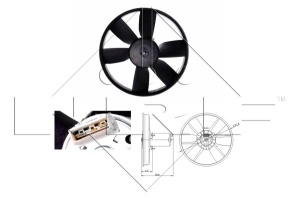 Ventilator radiator Stanga potrivit SEAT CORDOBA, CORDOBA VARIO, IBIZA II, INCA; VW CADDY II, CADDY II/MINIVAN, CORRADO, GOLF II, GOLF III, GOLF IV, PASSAT B3/B4, POLO 1.4-2.0 10.86-12.02 - Img 1