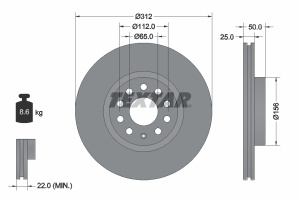 Disc frana Fata Dreapta/Stanga (fara pivot de fixare a rotii) potrivit AUDI A1, A3, A3 ALLSTREET, Q2, Q3, TT; CUPRA ATECA, FORMENTOR, LEON, LEON SPORTSTOURER 1.0-Electric 03.99- - Img 3