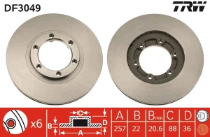 Disc frana Fata Dreapta/Stanga potrivit ISUZU CAMPO, D-MAX I, ELF, GEMINI, KB, TF, TFR/TFS, TROOPER I; OPEL CAMPO, FRONTERA A, FRONTERA A SPORT 1.5-3.1D 09.80-06.12 - Img 3