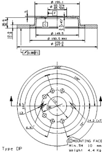 Disc frana Spate Dreapta/Stanga potrivit CADILLAC BLS; OPEL SIGNUM, VECTRA C, VECTRA C GTS; SAAB 9-3, 9-3X 1.6-3.2 04.02- - Img 3