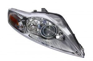 Far dreapta potrivit FORD MONDEO 2007-2010 - (H1/H7, reglaj electric, cu motoras,cu iluminare in viraje, fundal argintiu)