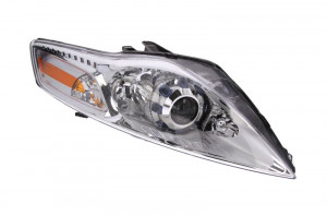 Far dreapta potrivit FORD MONDEO 4 IV 2007-2010 - D1S/H1, electric, cu motoras, cu lumini curba, interior argintiu