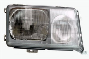 Far dreapta potrivit MERCEDES Clasa COUPE (C124), KOMBI T-MODEL (S124), SEDAN (W124) - (H3/H4, pneumatic, fundal argintiu)