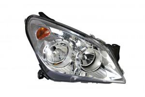 Far dreapta potrivit OPEL ASTRA 2007-2014 - (H1/H7, reglaj electric, cu motoras, fundal cromat)