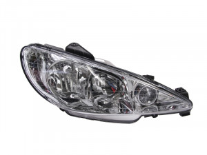 Far dreapta potrivit PEUGEOT 206 2003-2009 - (H1/H7, reglaj electric, fundal argintiu, Semnalizator argintiu)