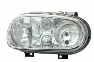 Far dreapta potrivit VW GOLF 4 - (H1/H7, reglaj electric, cu motoras, fundal cromat)