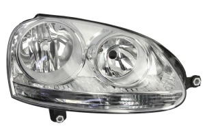 Far fata Dreapta (H7/H7, electric, cu motor, bec, culoare insert: cromat) potrivit VW GOLF 5, JETTA III