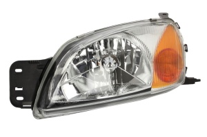 Far fata Stanga (H4, electric, cu motor, culoare insertie: cromat, culoare semnalizator: galben) potrivit FORD COURIER, FIESTA IV, FIESTA/HATCHBACK, FIESTA/MINIVAN 01.99-04.03 - Img 1
