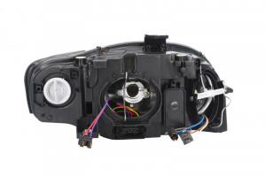 Far stanga (H7, reglaj electric, cu motoras, fundal negru/insertii crom) AUDI A4 2004-2008 - Img 2