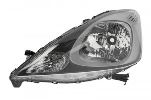 Far stanga potrivit HONDA JAZZ 2008-2011 - (H4, electric, cu motoras, fundal negru/insertii crom)