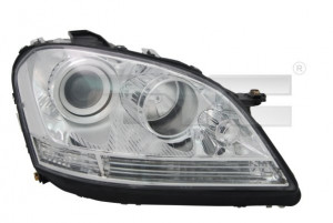 Far stanga potrivit MERCEDES Clasa M 2005-2011 - (H7, reglaj electric, cu motoras, fundal cromat)