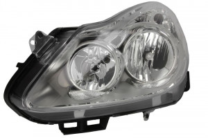 Far stanga potrivit OPEL CORSA D - (H1/H7, reglaj electric, cu motoras, fundal cromat)