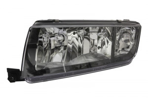 Far stanga potrivit SKODA FABIA I, FABIA I PRAKTIK - (H3/H7, reglaj electric, cadru negru, fundal cromat)