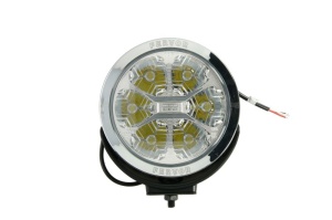 Far universal stanga/dreapta (faza lunga, LED, 12/24V, 27W, diametru 180mm, adancime: 67mm, transparent, aluminiu, negru/crom, lumini pozitie) - Img 1
