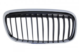Grila radiator dreapta potrivit BMW 2 Active Tourer F45, F46, 2 Gran Tourer F46 2014-2018 - (rama crom; cu dungi superioare acoperite cu crom, LUXURY, negru)
