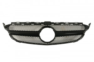 Grila radiator model AMG cu dunga, negru/negru lucios potrivit MERCEDES Clasa C A205, C C205, C W205, C T-MODEL S205 1.6-4.0 2013-2018