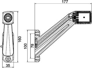 Lumina clarificare stanga, portocaliu/rosu/alb, LED, suprafata, lungime cablu 500mm, cu brat lung, 12/24V (cu un dop, conector: EASYCONN) - Img 3