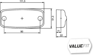 Lumina delimitare stanga/dreapta, galben, LED, inaltime 22mm; latime 111mm; adancime 51mm, surub/fixare orizontala, lungime cablu 500mm, 12/24V (IP67) - Img 4