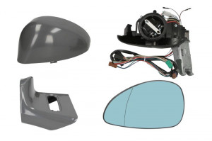 Oglinda stanga potrivit CITROEN C4 2004-2010 - electrica, asferic, incalzita, albastra, grunduita, pliabila electric - Img 2