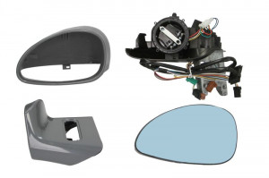 Oglinda stanga potrivit CITROEN C4 2004-2010 - electrica incalzita, albastra, grunduita, pliabila electric