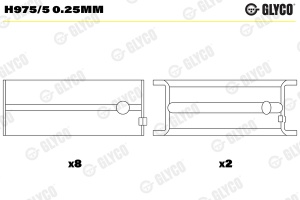 Set rulment arbore cotit (0.25, principalele directii; set) potrivit CHEVROLET AVEO, CELTA, CORSA, CRUZE, TIGRA, TRAX; DAEWOO 1.5I, CIELO, CIELO LOAD RUNNER, ESPERO, LANOS 1.0-1.8LPG 03.79- - Img 2