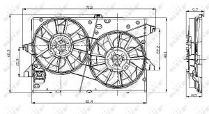 Ventilator radiator (cu carcasa) potrivit FORD MONDEO III 1.8-3.0 10.00-03.07 - Img 2