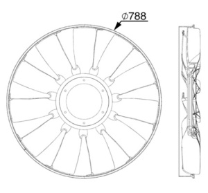 Ventilator radiator (diameter 750mm, numar lame 11) potrivit MAN HOCL, LION´S CITY, LION´S COACH, NG, NL, NÜ, TGA, TGS I, TGX I; NEOPLAN CENTROLINER D0826LOH10-G2876DUH02 08.92- - Img 2