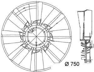 Ventilator radiator (diameter 750mm, numar lame 8) potrivit MERCEDES ACTROS, ACTROS MP2 / MP3, AXOR, AXOR 2 OM457.910-OM541.999 04.96- - Img 3