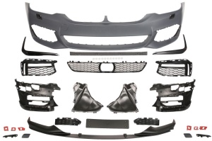 Bara Fata potrivita BMW 5 G (cu indoiala, cu montare radar, fara primer M PERFORMANCE, cu grilaje, cu orificii lampa ceata, cu orificii spalator faruri, grund)