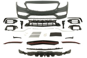 Bara Fata potrivita MERCEDES C-KLASA W205 2018-2021 (AMG STYLING, cu grilaje, cu intarire, cu paranteze de montaj, cu sipci, cu orificii senzori parcare, grund)