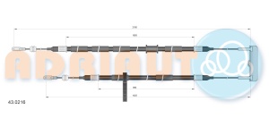 Cablu frana mana Spate Dreapta/Stanga (2180mm/1605mm/1425mm/860mm) potrivit SAAB 900 II, 9-3 2.0-2.5 07.93-08.03 - Img 2