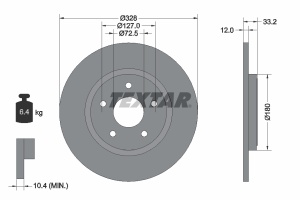 Disc frana Spate Dreapta/Stanga (fara pivot fixare roata; pentru frine intarite) potrivit CHRYSLER GRAND VOYAGER V, TOWN & COUNTRY, VOYAGER V; DODGE GRAND, JOURNEY 2.0D-3.8 10.07- - Img 3